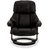 Recliner with Footstool Crown Black Leather